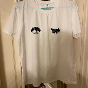 Wink Cropped T-Shirt Black and White XL